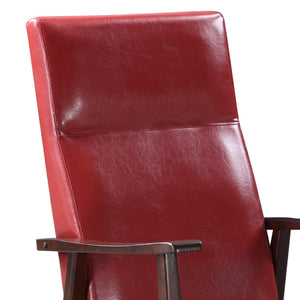 English Elm Raina Red PU Rocking Chair with Espresso Frame, Padded D25 Seat & D18 Back, Faux Leather Comfort B2726P242630
