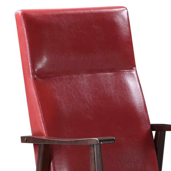 English Elm Raina Red PU Rocking Chair with Espresso Frame, Padded D25 Seat & D18 Back, Faux Leather Comfort B2726P242630
