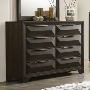 English Elm Transitional 8-drawer Espresso Dresser with Dovetail Joinery and Architectural Bracket Feet B2741P474466