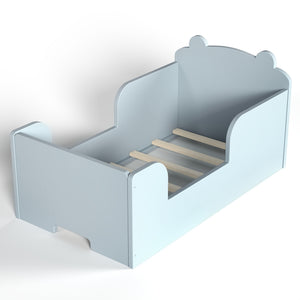 English Elm Toddler Bear Shaped Pine Floor Bed Low Profile Frame Safe Rounded Edges Kids Room Blue W1580P373253