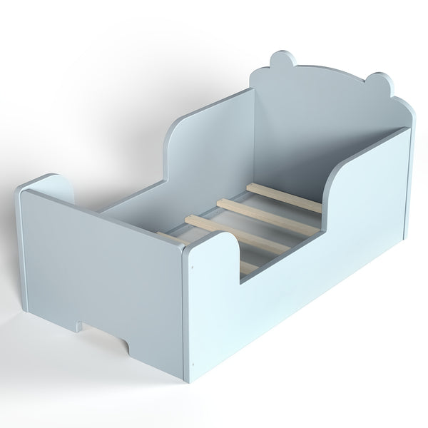 English Elm Toddler Bear Shaped Pine Floor Bed Low Profile Frame Safe Rounded Edges Kids Room Blue W1580P373253