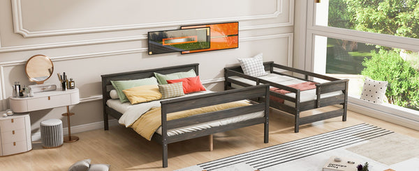 English Elm Wood Twin Xl Over Queen Bunk Bed In Gray - Stylish Space-Saving Solution For Kids & Guests! GX000446AAE-1-GIGA