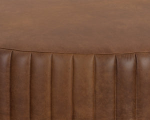 Sunpan Divano Ottoman - Luxurious Aged Cognac Leather With Unique Tufted Design For Timeless Elegance Brown Leather 111037