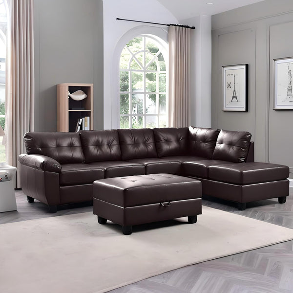English Elm Gallant Upholstered Sectional Sofa with Reversible Chaise and Removable Backs Cappuccino B078S00119