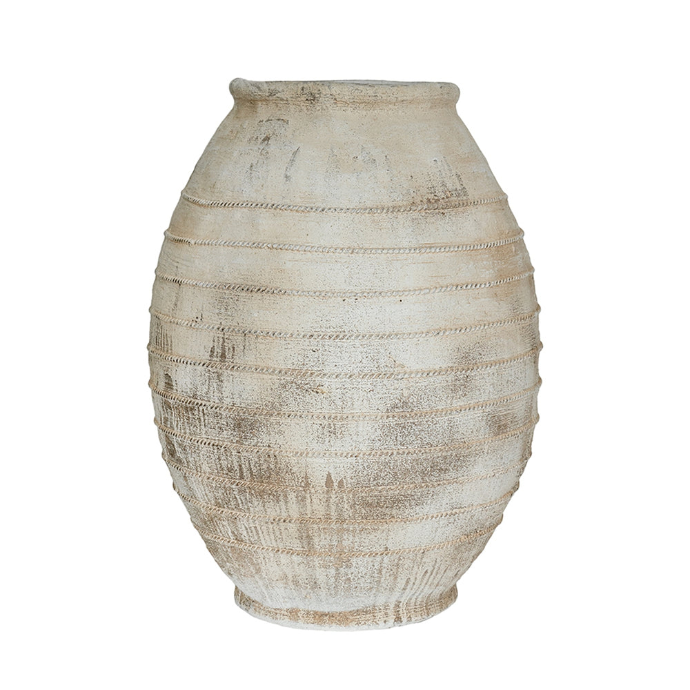 English Elm 22.4x22.4x30.5" Magnesium Floor Planter Ridged Pottery Style Weathered White Finish W2078P495285