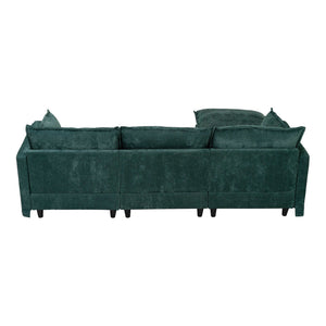 English Elm 93.31" Modular L-shaped Sectional with Movable Ottoman Chenille 4-seat Living Room Sofa Green W2795S00038