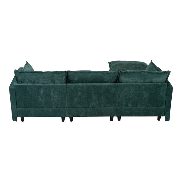 English Elm 93.31" Modular L-shaped Sectional with Movable Ottoman Chenille 4-seat Living Room Sofa Green W2795S00038