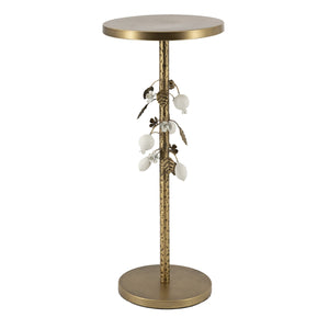 English Elm 11.8x11.8x18.1" Paulownia Wood Sculptural Side Table with Mosaic Hourglass Base W2078P461598