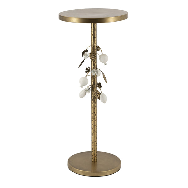 English Elm 11.8x11.8x18.1" Paulownia Wood Sculptural Side Table with Mosaic Hourglass Base W2078P461598