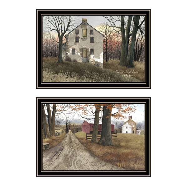 English Elm Trendy Billy Jacobs Two Panel Pastoral Farmhouse Wall Art Black Framed Ready Hang B067P254114