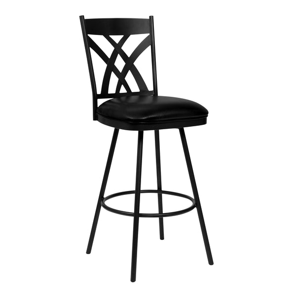 English Elm Dover Mid-century Counter Stool with Tall Back Swivel Seat and Faux Leather Cushion Black B2736P464873
