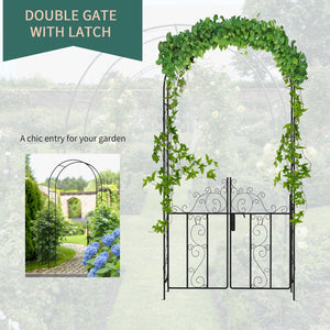 English Elm Outsunny 7.5' Elegant Metal Garden Arch With Gate - Perfect Trellis For Climbing Plants & Weddings W2225P174412-GIGA