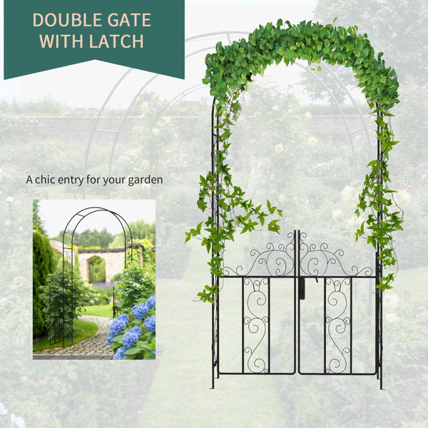 English Elm Outsunny 7.5' Elegant Metal Garden Arch With Gate - Perfect Trellis For Climbing Plants & Weddings W2225P174412-GIGA