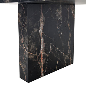 English Elm 78.7"*39.4"*29.9" Black Marble Mdf Dining Table Seats Eight with 3.5in Thick Top W1151S03864