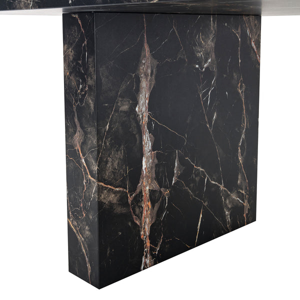 English Elm 78.7"*39.4"*29.9" Black Marble Mdf Dining Table Seats Eight with 3.5in Thick Top W1151S03864