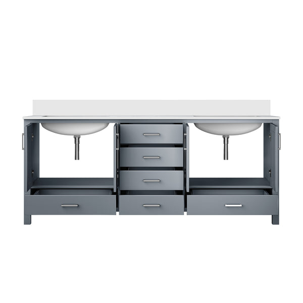 English Elm Dark Grey Double Bath Vanity 80" W X 22" D With Stylish Cultured Marble Top & Ample Storage Solutions B2731P259129