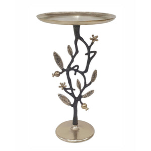English Elm 13.8x13.8x24" Gold Aluminum Rope Knot Side Table with Polished White Marble Base W2078P461587
