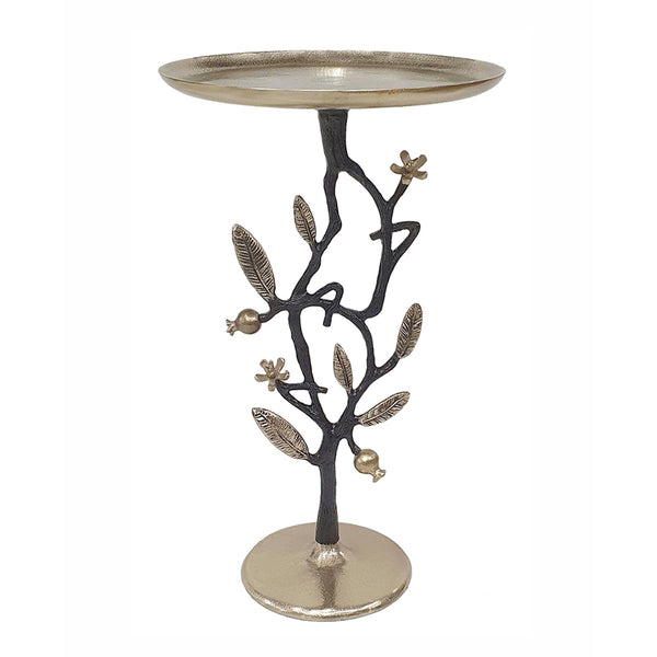 English Elm 13.8x13.8x24" Gold Aluminum Rope Knot Side Table with Polished White Marble Base W2078P461587