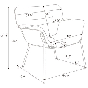 English Elm Davina Ash Grey Upholstered Chair with Flared Arms, Plush Seat & Metal Legs for Modern Minimalist Homes B062P344977