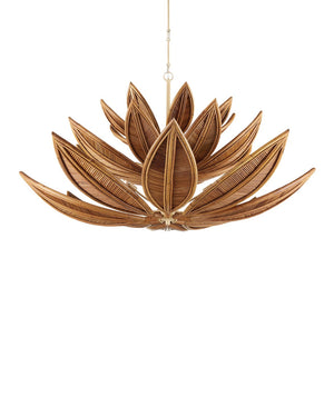 Currey & Company Cubana Two-tier Chandelier - Hand-crafted Rattan Leaves With Warm Glow, Adjustable Height, Elegant Design Natural Rattan ,Wrought Iron 9000-1299-currey-company