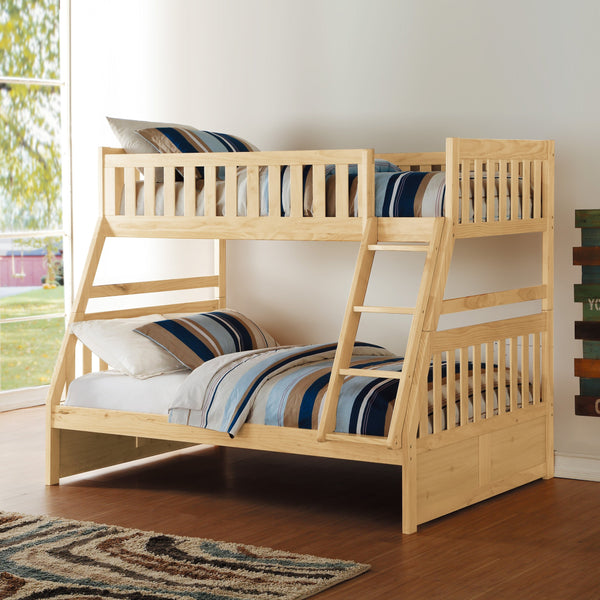English Elm Bunk Bed Twin Over Full Solid Pine Frame with Guard Rails for Youth Bedroom B011S02436