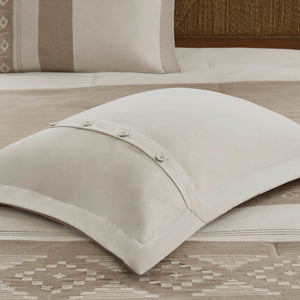 English Elm 5-piece Micro Suede Comforter Set with Geometric Embroidery for Full Queen Beds B035P408734