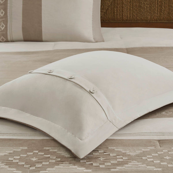 English Elm 5-piece Micro Suede Comforter Set with Geometric Embroidery for Full Queen Beds B035P408734