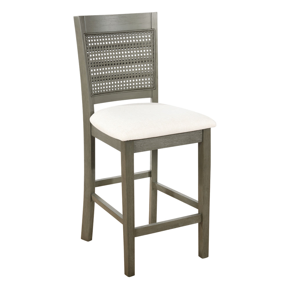 OSP Home Furnishings Walden 24" Cane Back Stool  - Set of 2 Linen / Antique Grey