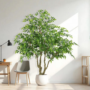 English Elm 7ft Artificial Banyan Tree Sculpted Trunk Silk Foliage Large Indoor Statement Plant W2945P458774