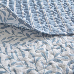 English Elm 5-piece Cotton Dobby Botanical Duvet Set with Embroidered Coastal Throw Pillows B035P463290
