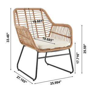English Elm Antibes 4-Piece Outdoor Conversation Set In Tan & Cream – Weather-Resistant, Stylish Comfort! B365P398245