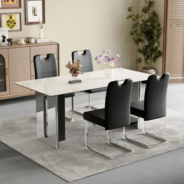 English Elm Set Of 4 Black Ergonomic Dining Chairs With Spring Support - Modern Comfort & Style For Any Space W3226P279080-GIGA