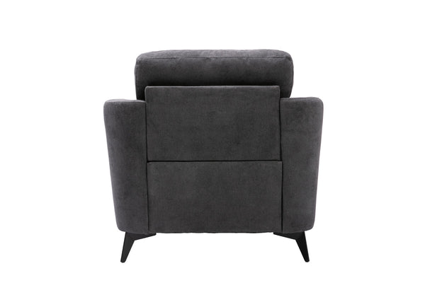 English Elm Carlotta Woven Fabric Accent Chair Grid Tufted Cushions Black Metal Legs Living Room Gray B2749P413394