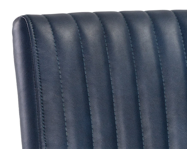 Sunpan Homer Dining Armchair - Stylish Industrial Design with Antique Brass Frame and Bold Channel Stitching Bravo Admiral