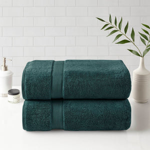 English Elm Ultra-Soft Cotton Bath Sheet Set 34x68 Inch 2-Pack - Plush, Highly Absorbent Towels for Home Spa Comfort Dark Green 18 L x 12.01 W x 6.25 H B035P294210