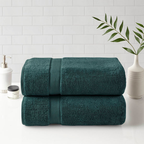 English Elm Ultra-Soft Cotton Bath Sheet Set 34x68 Inch 2-Pack - Plush, Highly Absorbent Towels for Home Spa Comfort Dark Green 18 L x 12.01 W x 6.25 H B035P294210