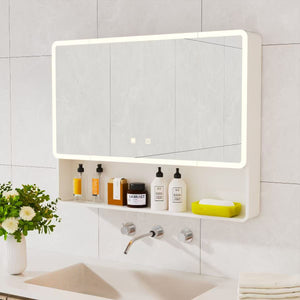 English Elm Led Triple Door Medicine Cabinet Warm Light Anti Fog Aluminum Bathroom Wall Mount W3083P451442