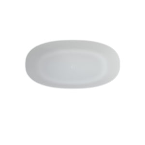 English Elm 59" Freestanding Soaking Tub Solid Surface Matte White Sculptural Bathtub for Modern Bath W2704P215133
