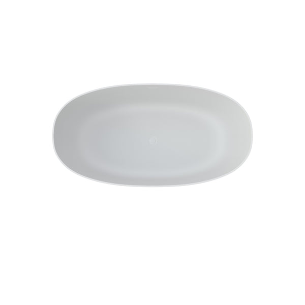English Elm 59" Freestanding Soaking Tub Solid Surface Matte White Sculptural Bathtub for Modern Bath W2704P215133
