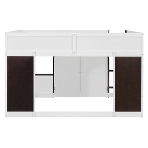 English Elm Twin House Loft Bed with Pull Out Rolling Desk Stair Drawers and Cabinet Storage Espresso+White N820S00074P