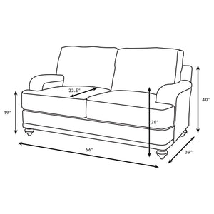 English Elm Brewster Farmhouse Loveseat with English Arms Espresso Legs and Neutral Grey Fabric B062P441336
