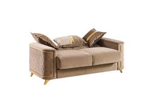 English Elm Lisa 3 Piece Living Room Sofa Set Copper Upholstery Birch Frame Gold Steel Legs B009S02226