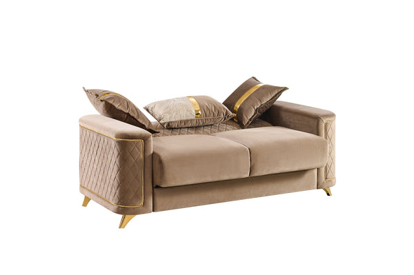 English Elm Lisa 3 Piece Living Room Sofa Set Copper Upholstery Birch Frame Gold Steel Legs B009S02226