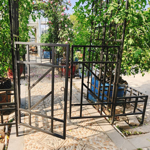 English Elm Metal Garden Arch Gate with Planters Powder Coated Steel Climbing Rose Trellis Outdoor W1586P278425