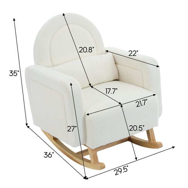English Elm Christopher Knight Home® - Accent Rocking Chair In Cream Teddy Velvet - Ergonomic Design, Gentle Rocking, Ultimate Comfort! N765P263907W