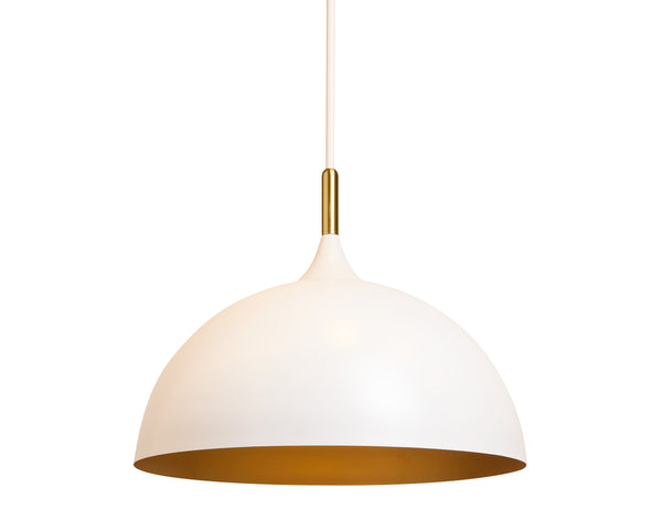 Sunpan Lohn Pendant Light - Chic Dome Design with Elegant Gold Interior for Modern Home Decor Appeal Matte White