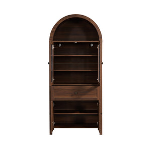 English Elm Dome Top Apothecary Cabinet Antique Inspired Tall Storage with Arched Silhouette Walnut,Walnut Brown W1785S00001