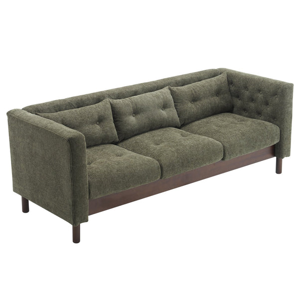 English Elm Christopher Knight Home® - 78" Upholstered Sofa with Tufted Linen-Like Fabric, Deep 19" Seat, Sturdy Rubber Wood Legs, 900lb Capacity Dark Green N763P243921F
