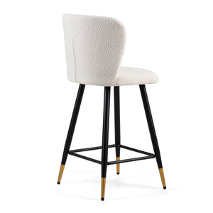 English Elm Christopher Knight Home® - 25.79'' Modern Barstool with Soft White Fabric Seat, Ergonomic Curved Back, Black Metal Legs with Gold Tips N780P228983W