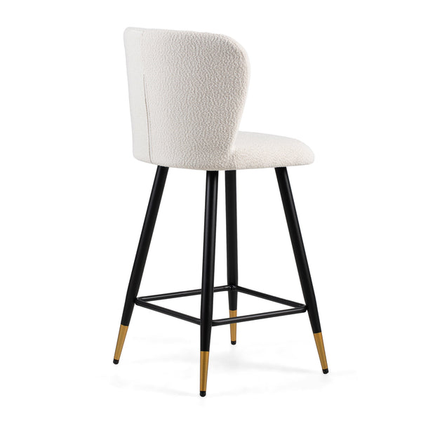 English Elm Christopher Knight Home® - 25.79'' Modern Barstool with Soft White Fabric Seat, Ergonomic Curved Back, Black Metal Legs with Gold Tips N780P228983W